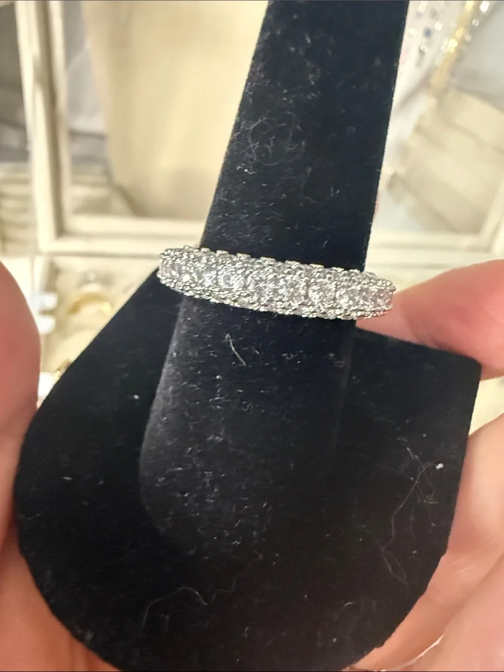 White Gold Pave Crystal Eternity Band - Women's Jewelry